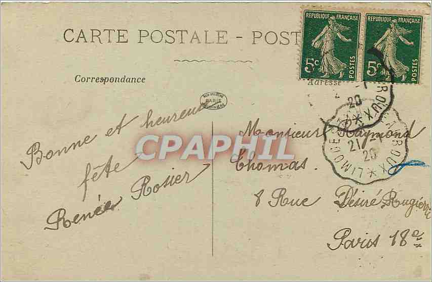 CPA Vœux Fleurs — Back