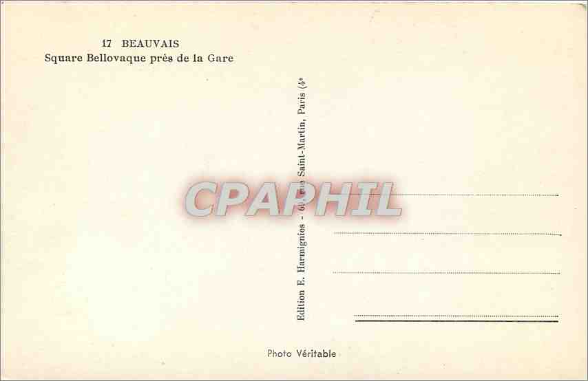 CPA Beauvais Square Bellovaque pres de la gare — Rückseite