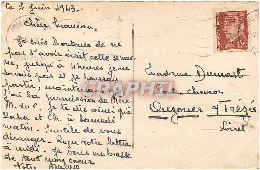 CPA Orleans hotel Cabu musee Historique — Back