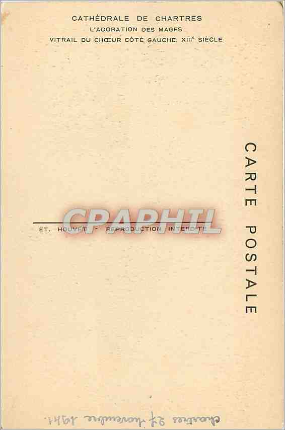 CPA Cathedrale de Chartresl'sdortion des mages vitrail du Choeur cote gauche XIIIe s — Verso