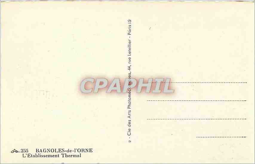 CPA Bagnoles de l'Orne l'Etablissement Thermal — Rückseite