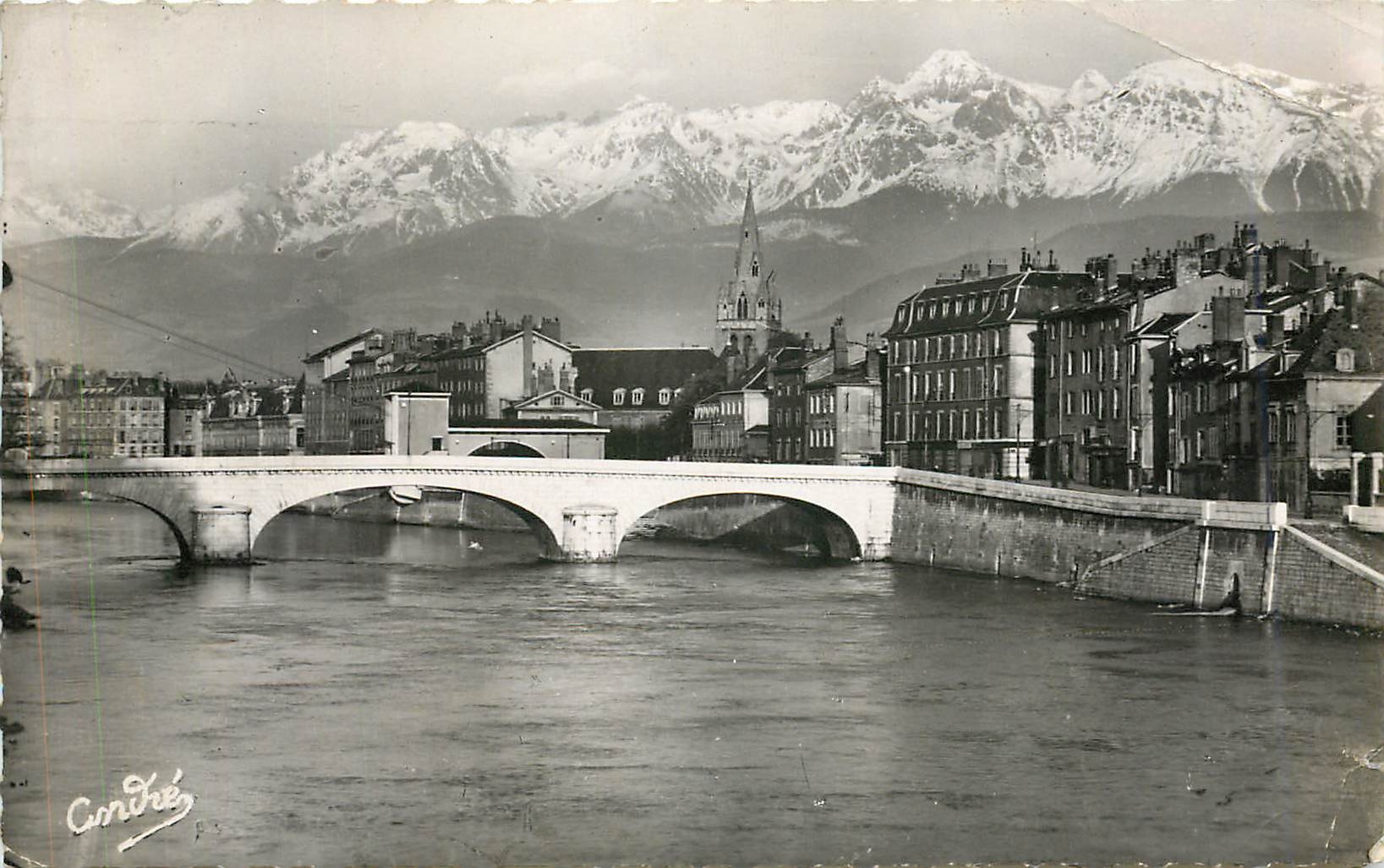 CPA Les belles Alpes Francaises Genoble pont marius Gonird et les Alpes