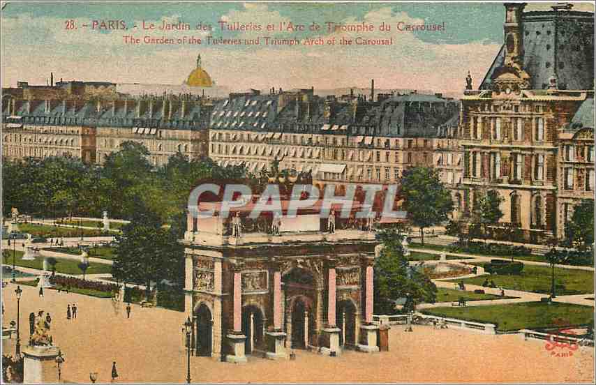 CPA Paris le jardin des Tuilleries et l'Arc de triomphe du carrousel
