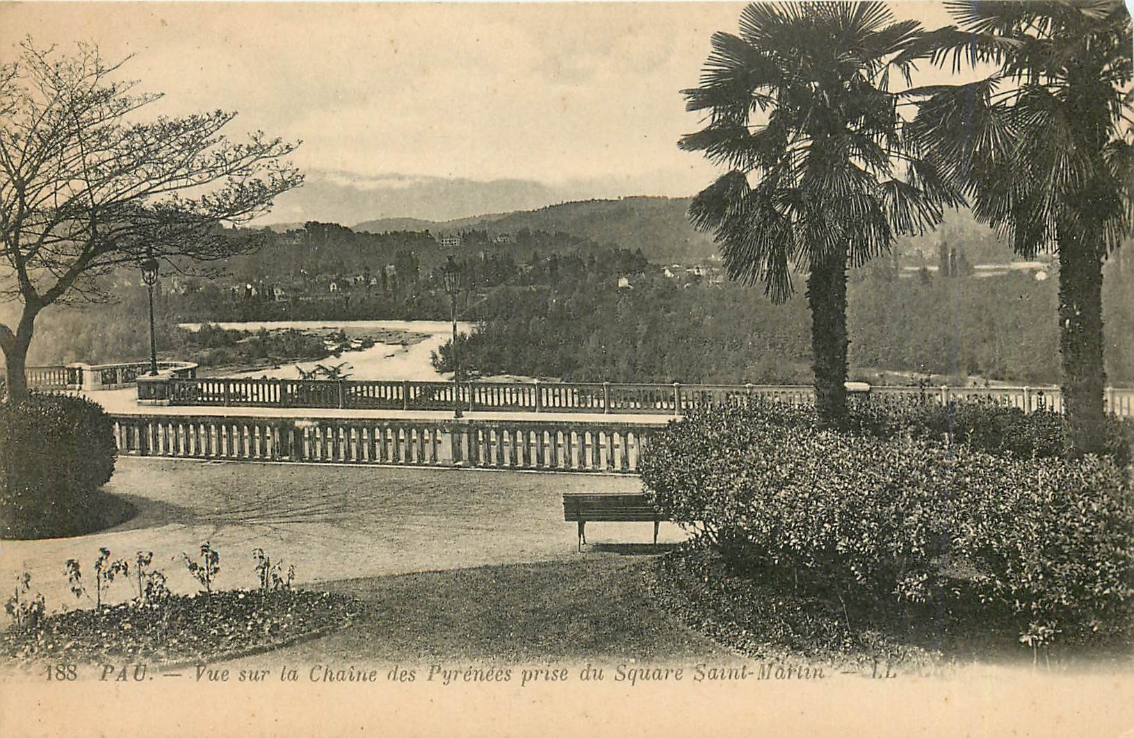 Pau — Vue sur la Chaîne des Pyrénées prise du Square Saint-Martin — LL