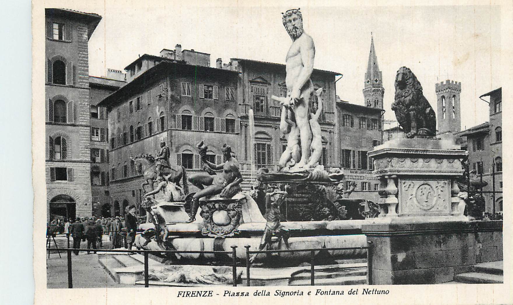 CPA firenze Plazza della Signria e Fontana del Nettuno