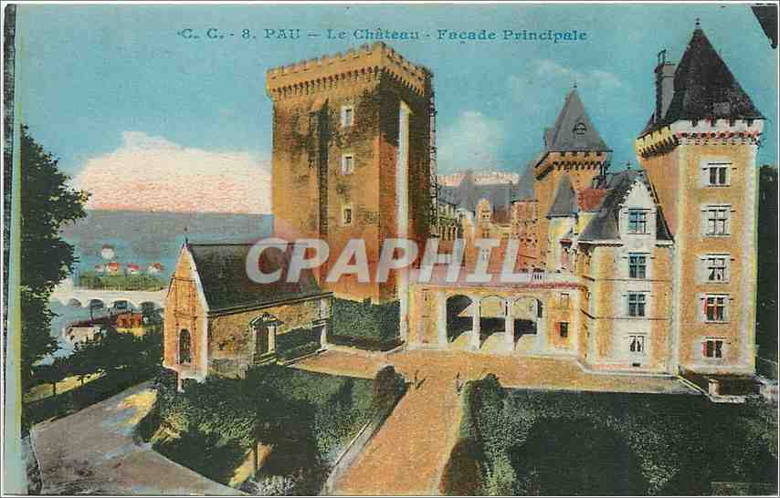Pau — The Castle — Main Facade — C. C. 8 — Publisher Carrat & Cie, Pau