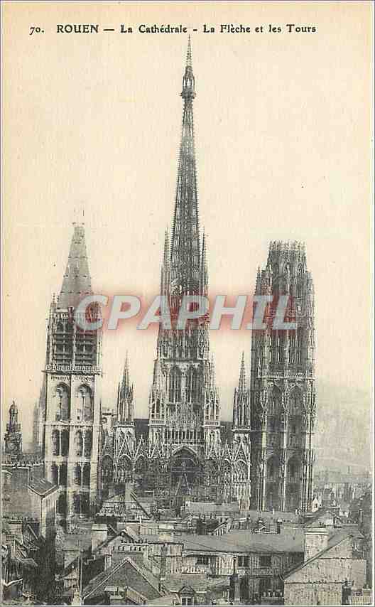 CPA Rouen La cathedrale la fleche et les Tours