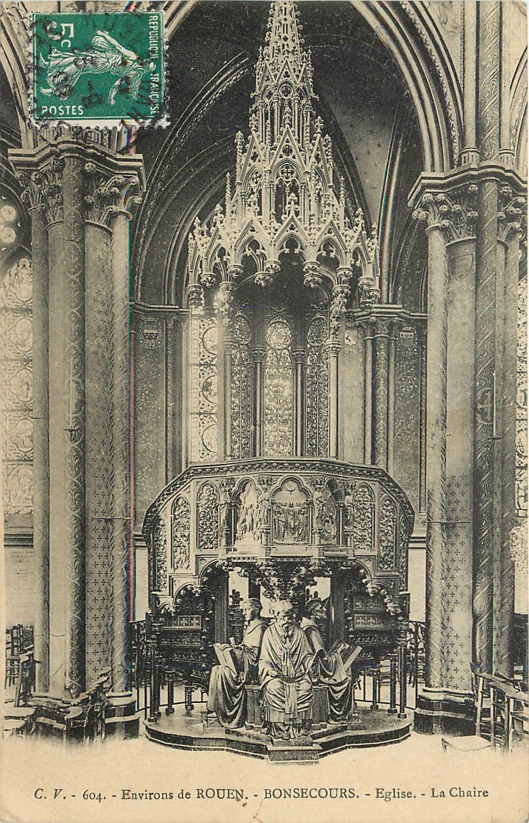 CPA Environs de Rouen Bonsecours Eglise La Chaire
