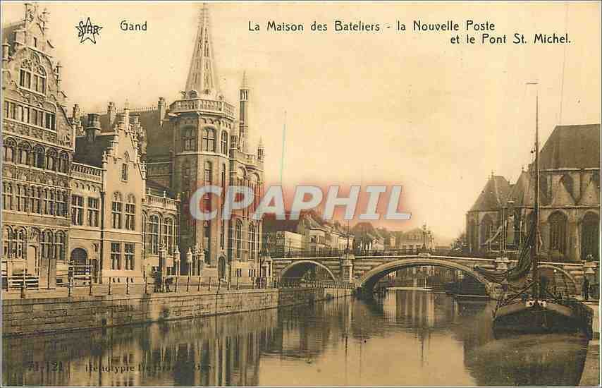 CPA La maison de Bateliers La nouvelle Poste et le Pont St Michel Bateau
