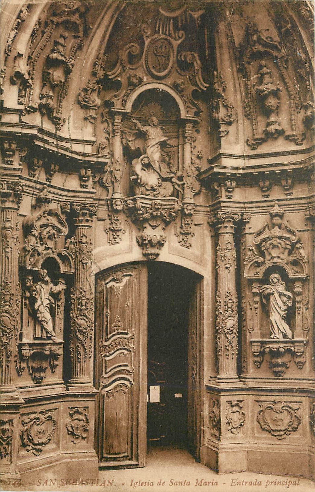 CPA San Sebastian Iglessia de Santa Maria Entrada principal