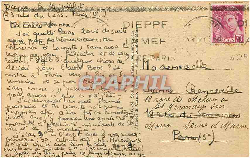 CPA Dieppe Seine Inf gare maritime et le versailles Bateau — Rückseite