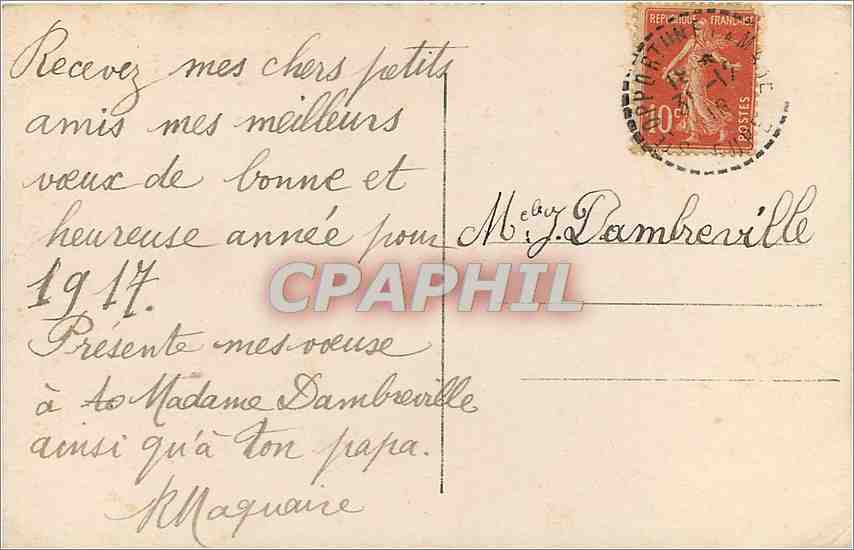 CPA Vœux Fleurs Sabot — Verso