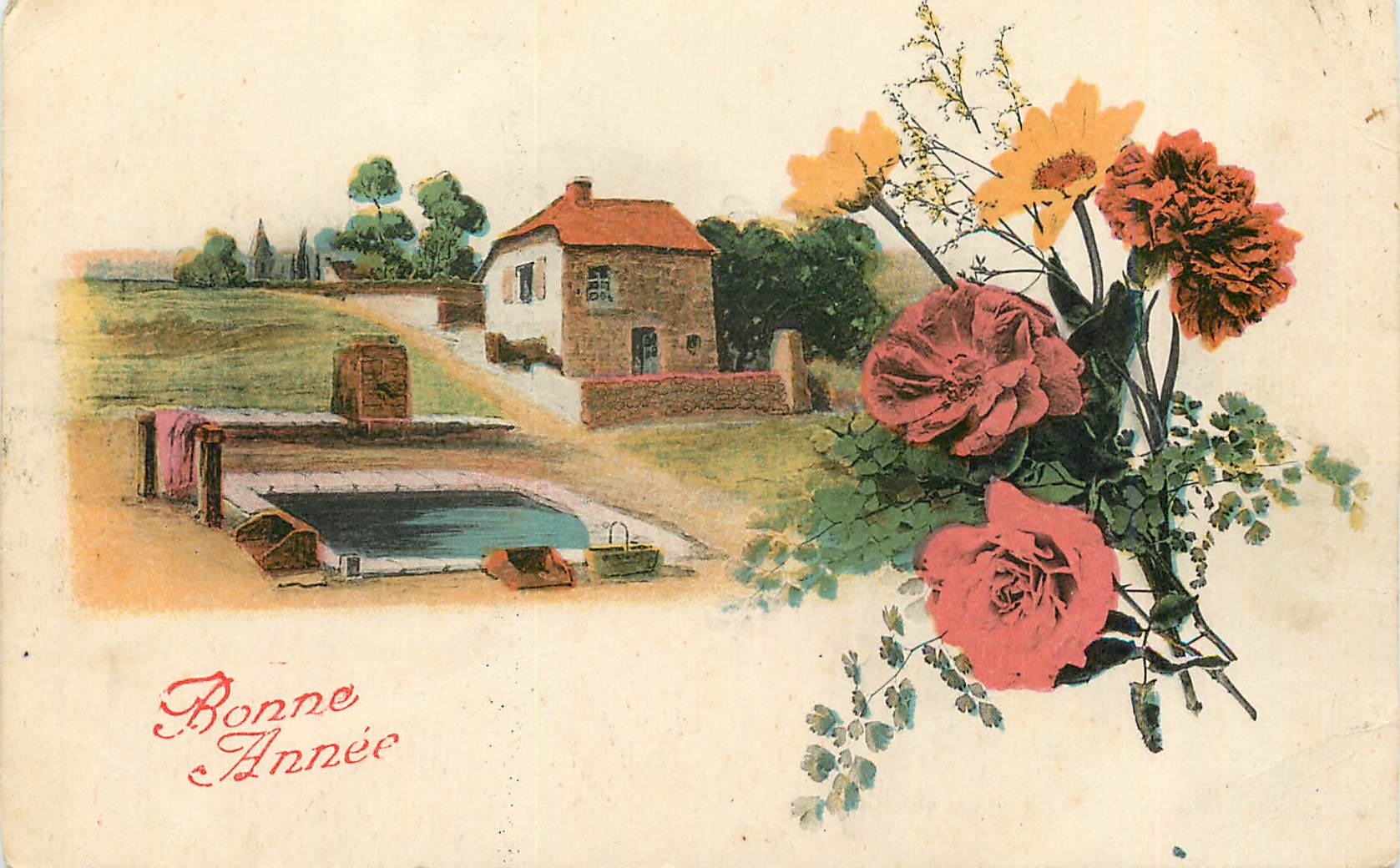 CPA Vœux Fleurs