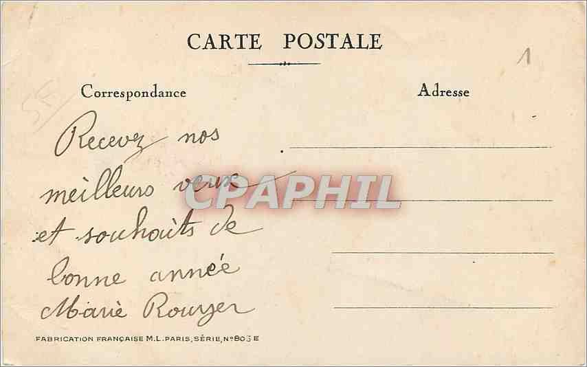CPA Vœux Fleurs — Rückseite