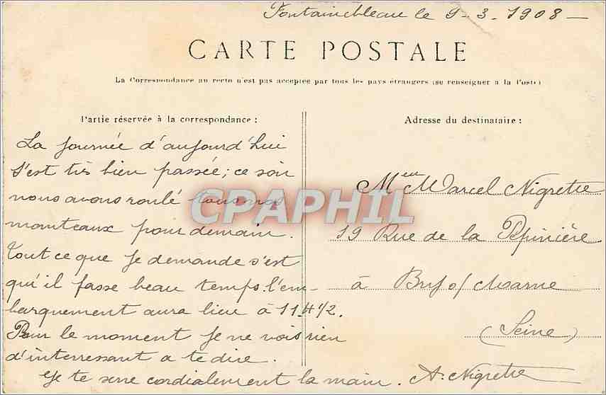 CPA Foret de Fontainebleau  la Roche qui Remue Mont Chauvet — Rückseite