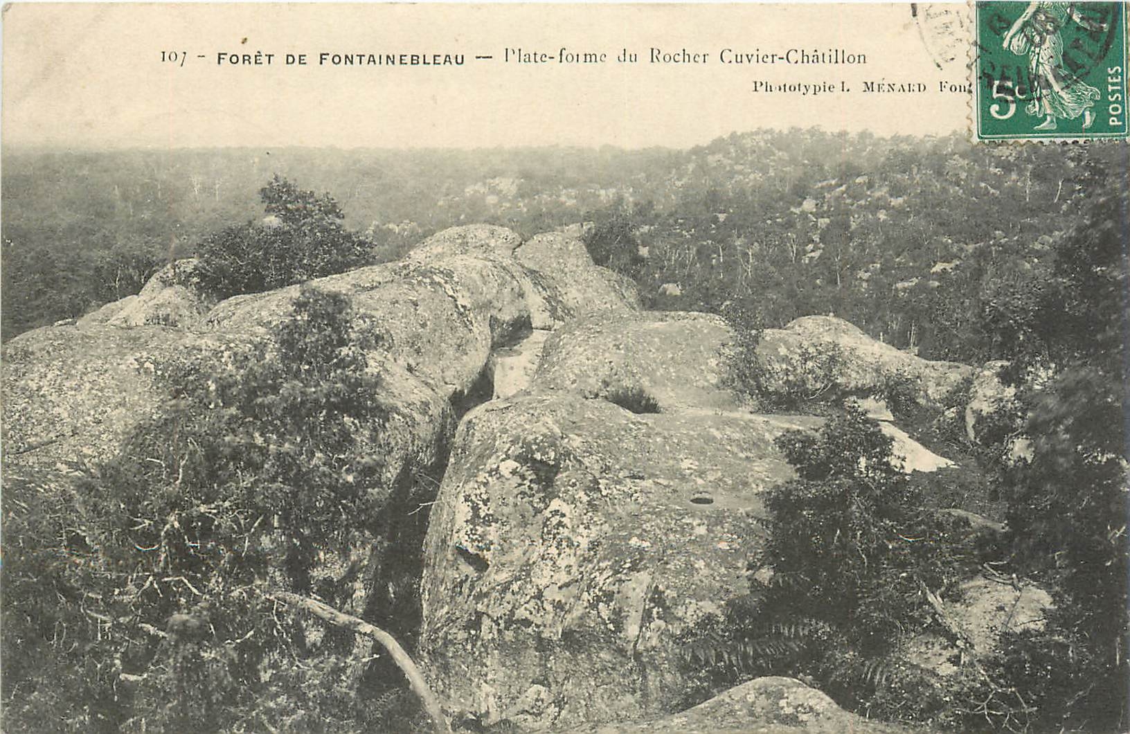 Forêt de Fontainebleau — Plate-forme du Rocher Cuvier-Châtillon — Phototypie L. MÉNAED
