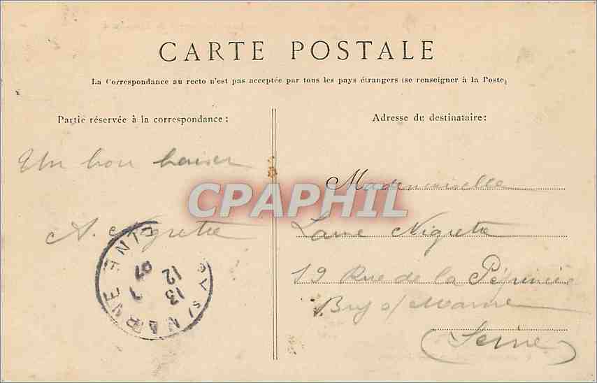 Forêt de Fontainebleau — Dans les Gorges de Franchard — Éditeur : Christyn & Ménard, n°82 — Verso