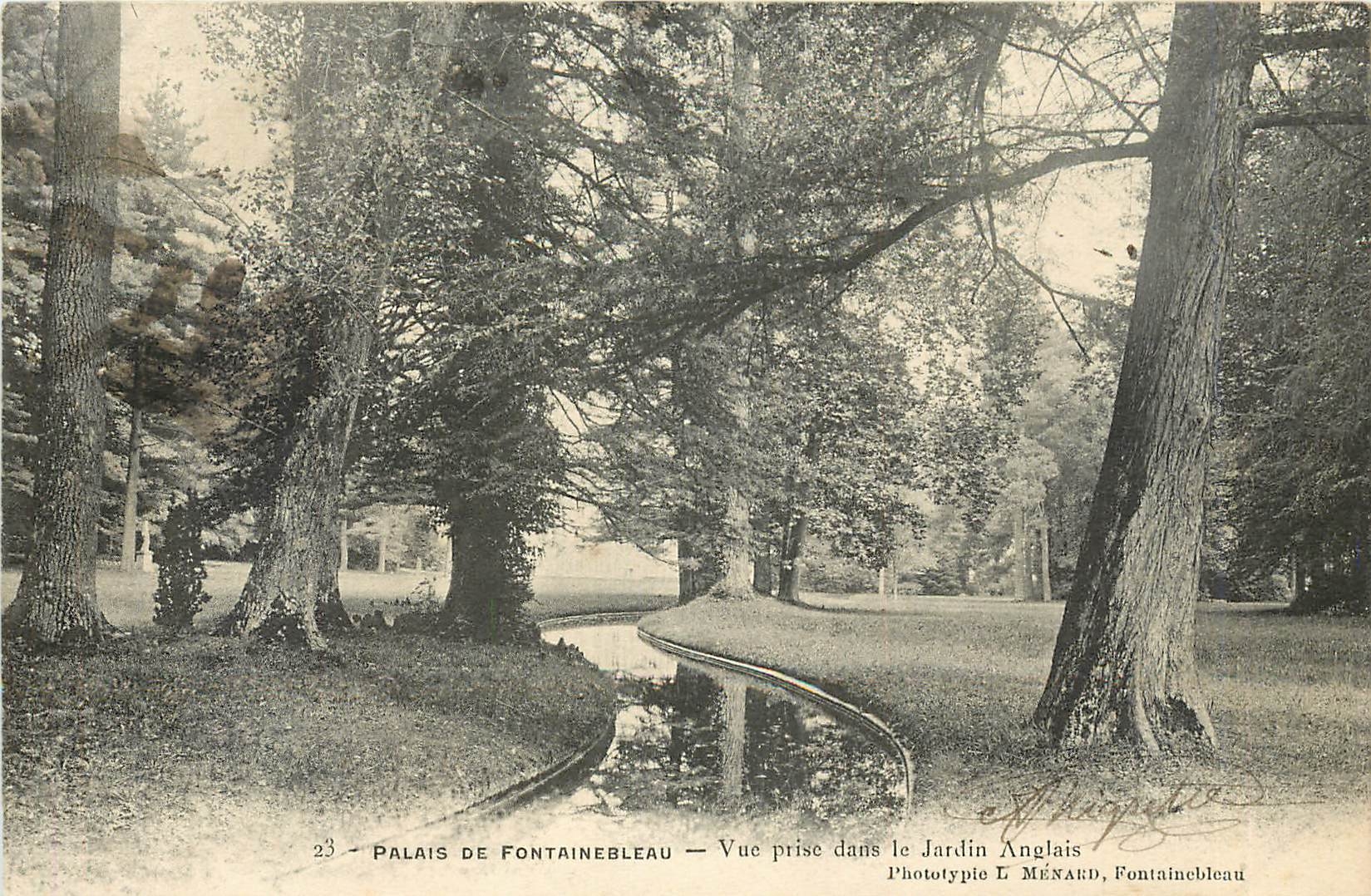 Palais de Fontainebleau — Vue prise dans le Jardin Anglais — Phototypie L. MÉNARD, Fontainebleau