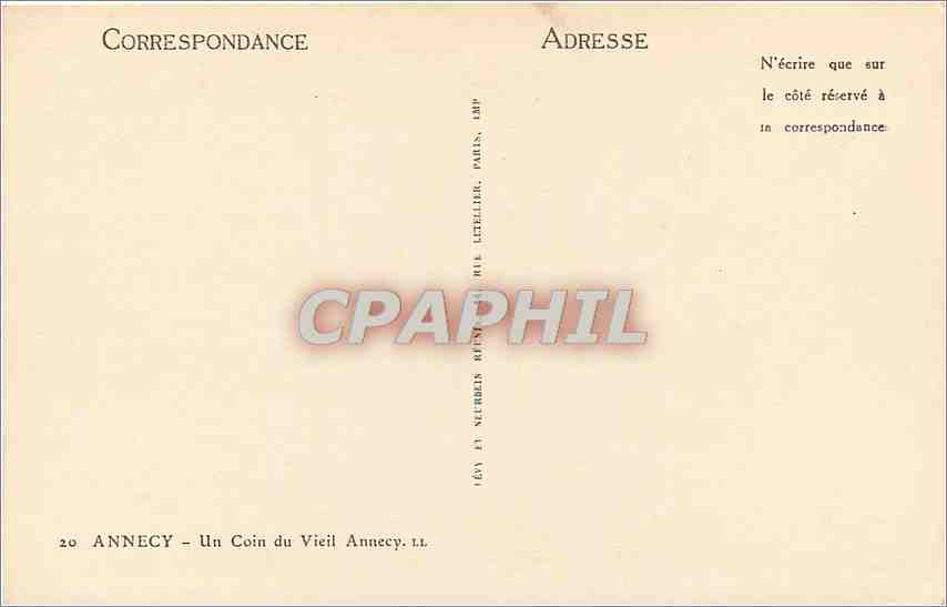 CPA Annecy un coin du Vieil Annecy — Verso