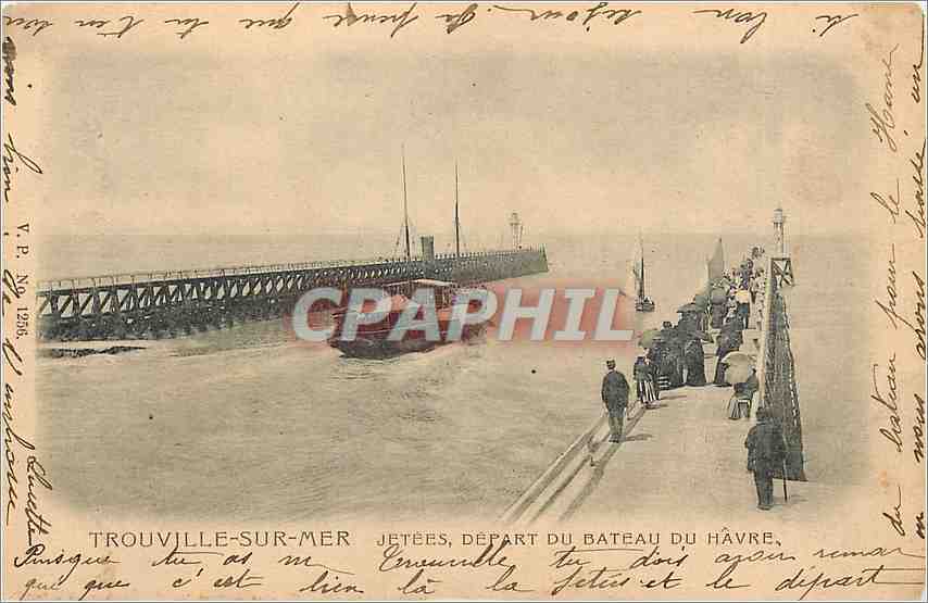 CPA Trouville sur mer jetees depart du bateau du havre Bateau
