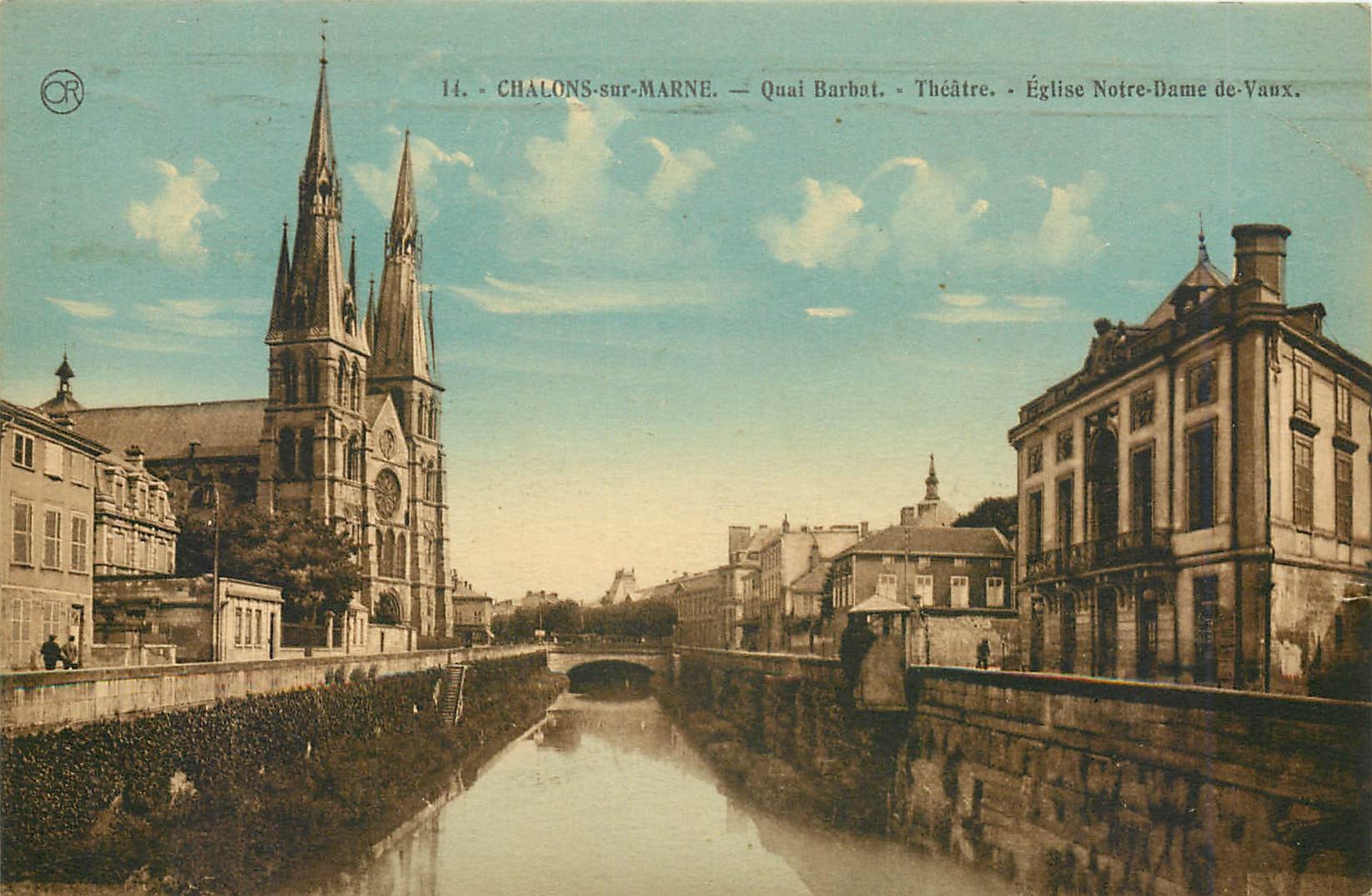 CPA Chalons sur marne Quai Theatre Eglise Notre Dame de Vaux