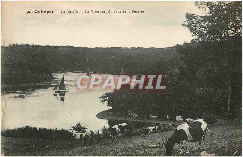 CPA Quimper La riviere le Virecourt du Saut de la Pucelle Vaches