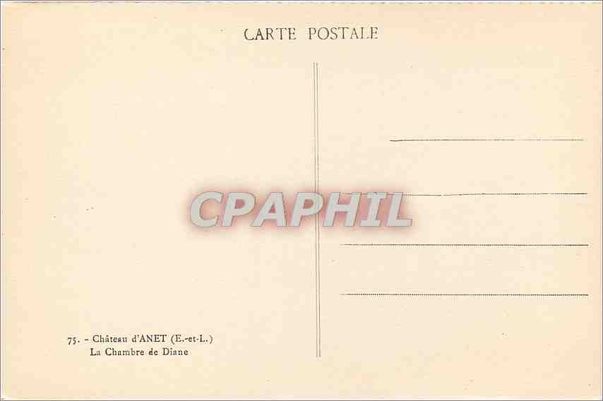 CPA Chateau d'Anet E et L la Chambre de Diane — Verso