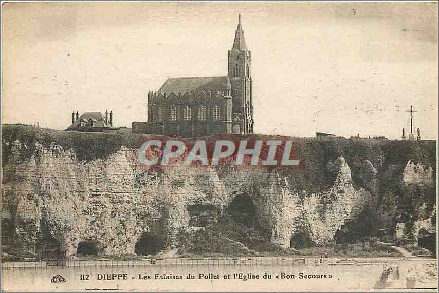 CPA Dieppe les Falaises du Poilet et l'Eglise du Bon Secours