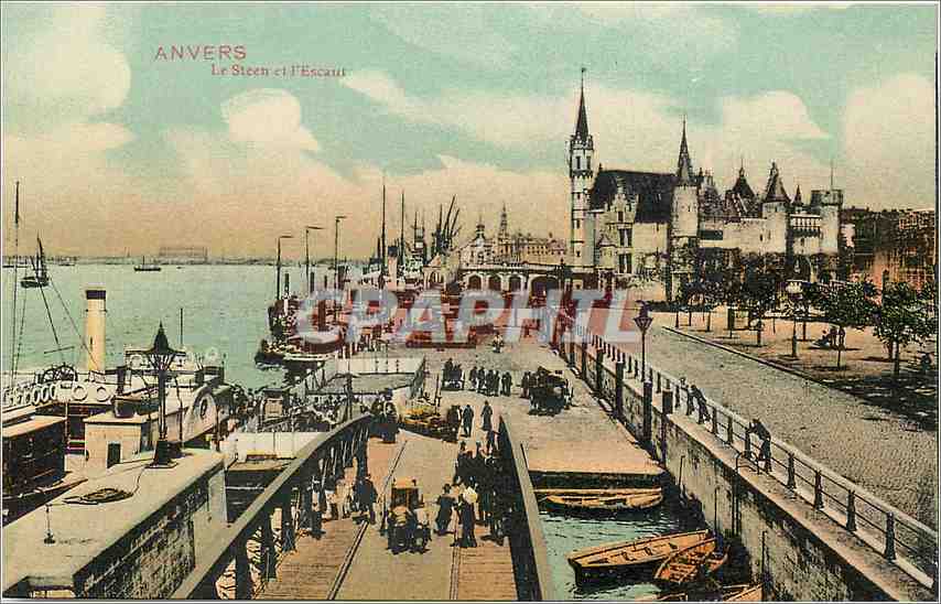 CPA Anvers Le Steen et L'Escaut Bateaux