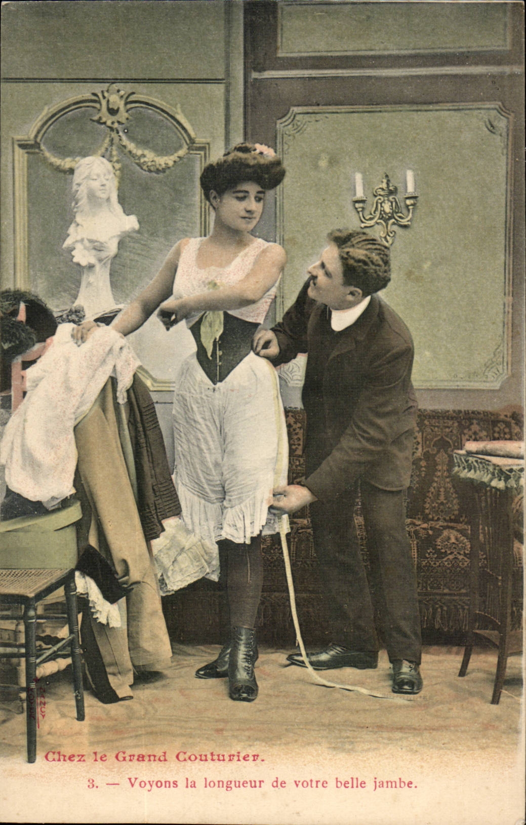 Chez le Grand Couturier — Série humoristique sur la mesure de la jambe — n°3