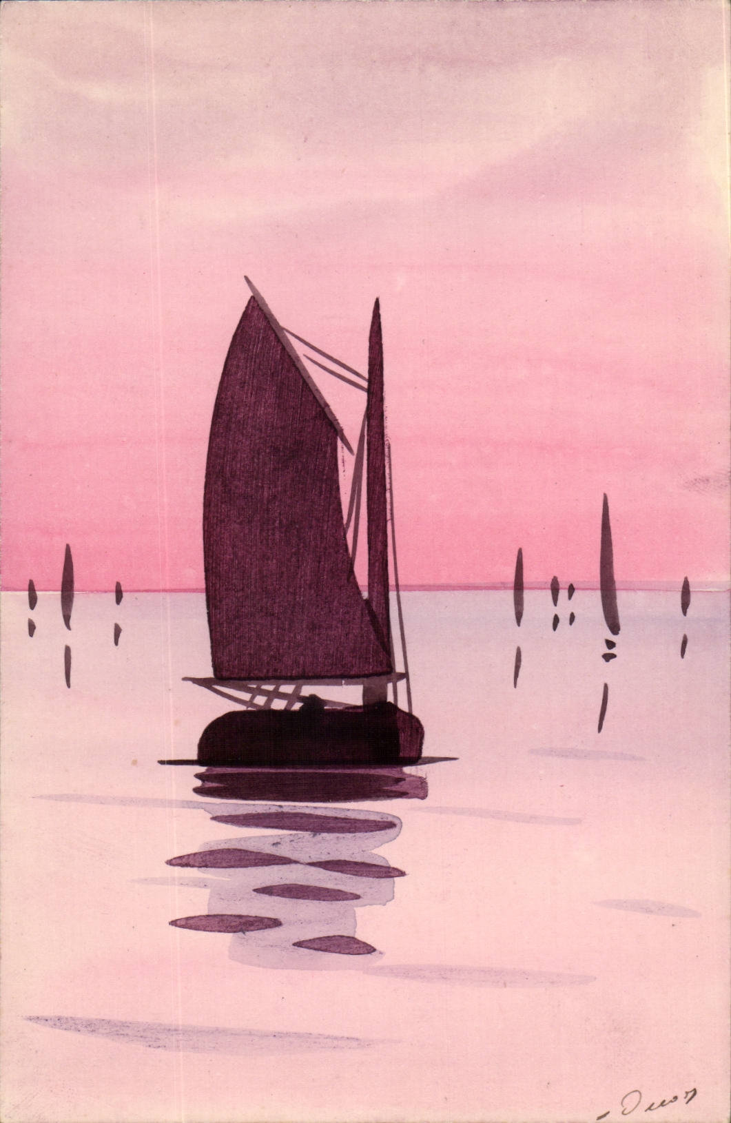 Illustrateur CPA Mer et port bateau Boat