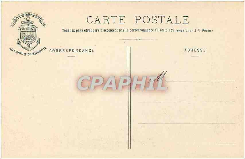 CPA Biarritz Effet de Vague au Rocher de la Vierge  — Verso
