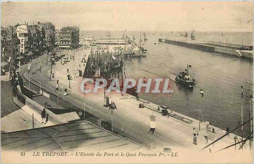 CPA Le Treport L'Entree du Port et le Quai Francois Ier 
