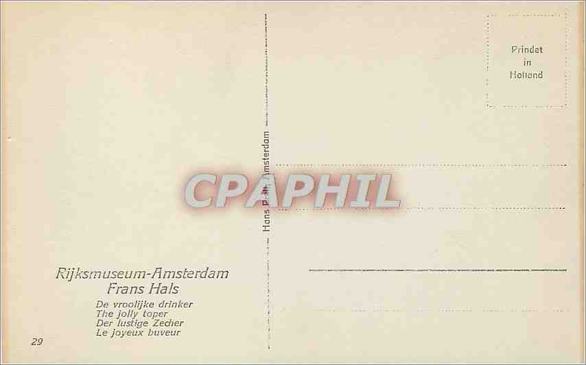CPA Rijksmuseum Amsterdam Frans Hals  — Verso