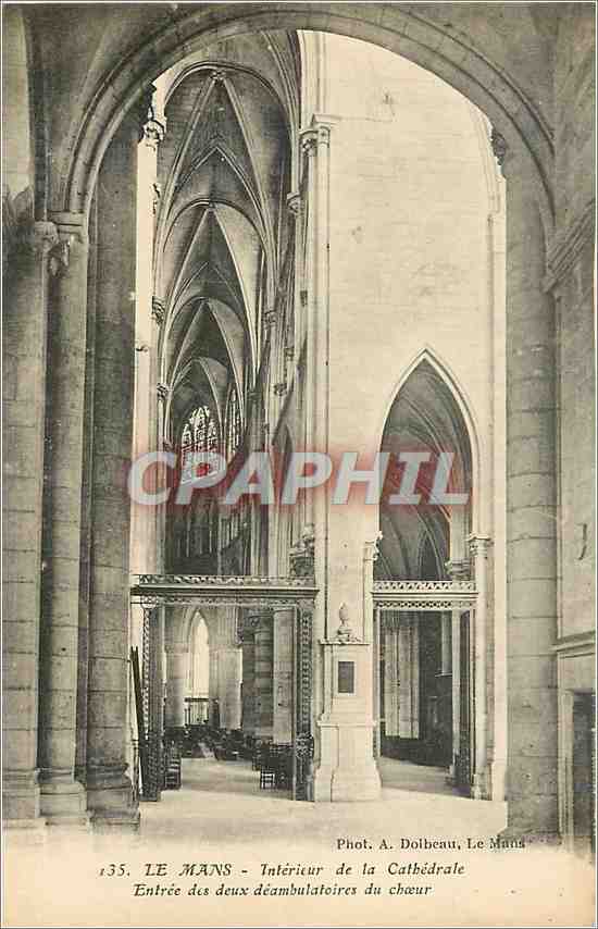 CPA Le Mans Interieur de la Cathedrale Entree des deux deambulatoires du Choer 