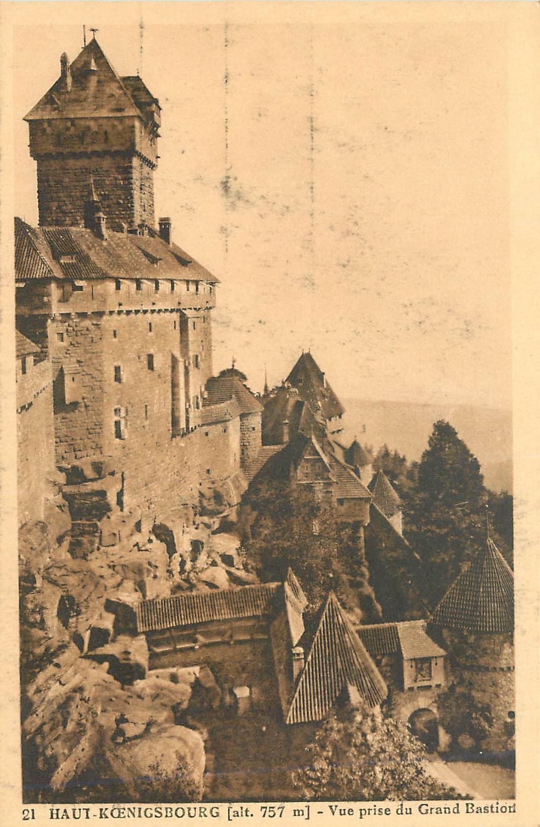 CPA Haut Koenigsbourg Vue Koenigsbourg Vue prise du Grand Bastion 