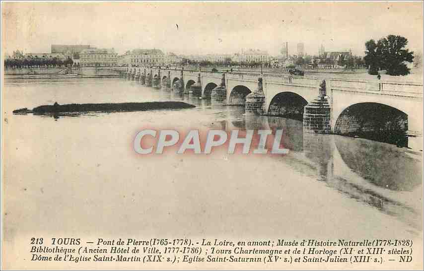CPA Tours Pont de Pierre La Loire en amont Musee d'Histoire Naturelle 
