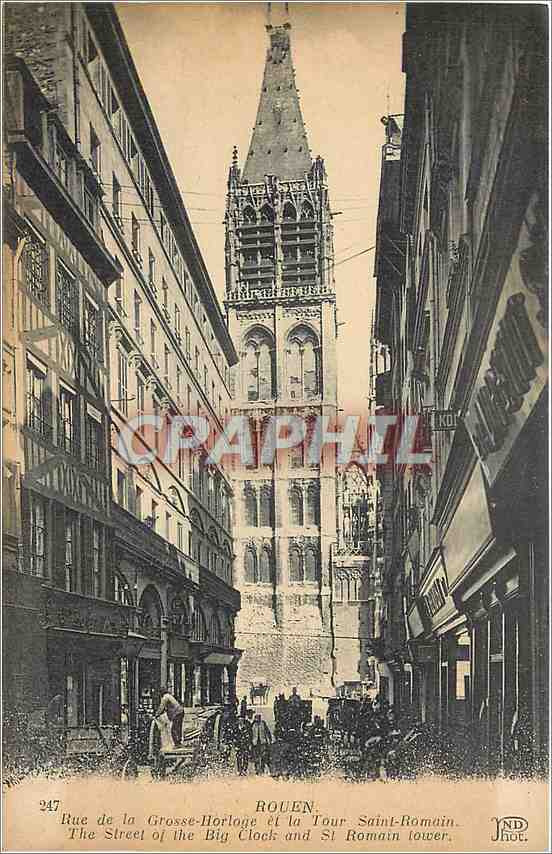 CPA Rouen Rue de la Grosse Horloge et la Tour Saint Romain 