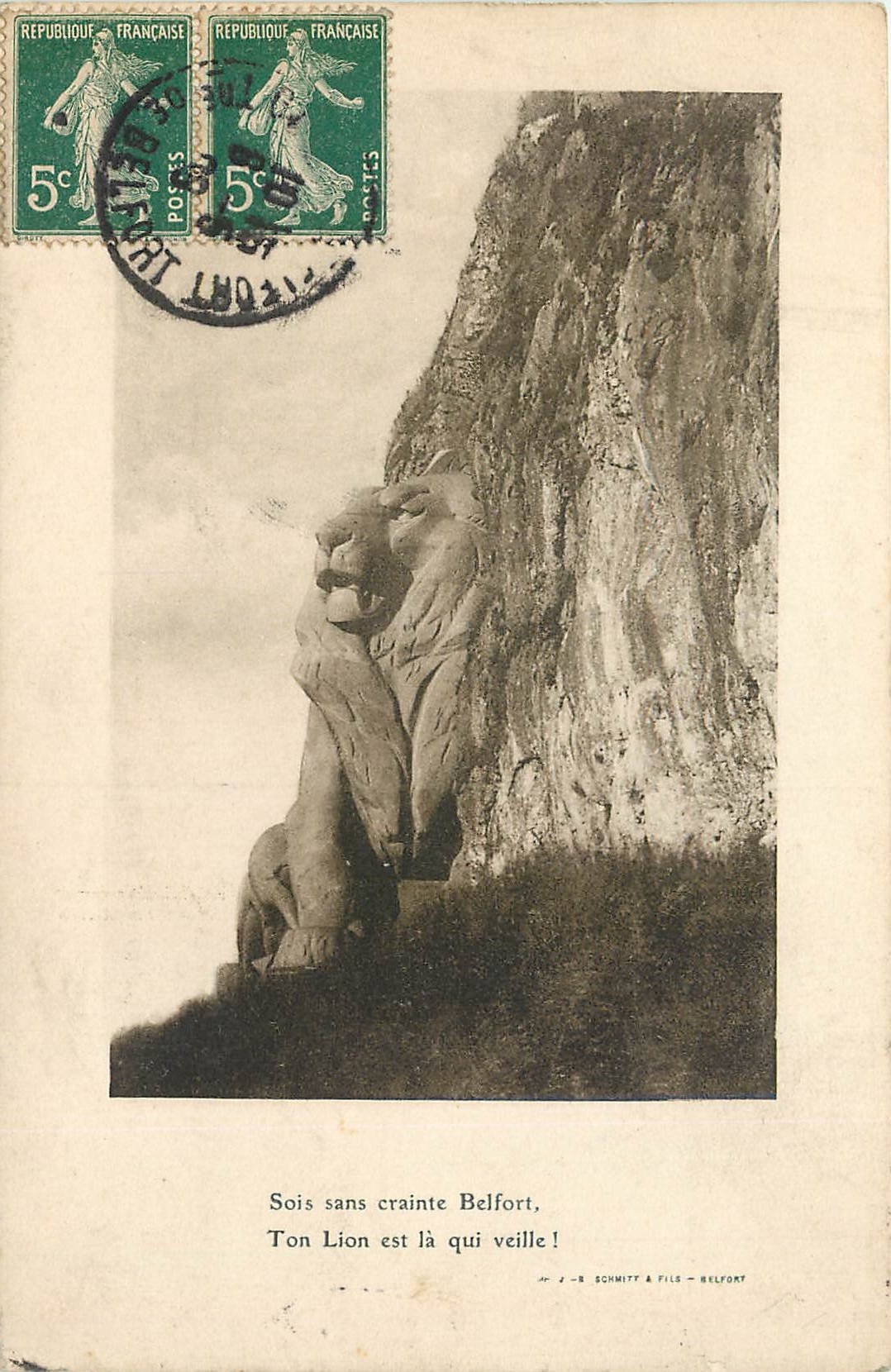 CPA Sois sans crainte Belfort Ton Lion est la qui veille 