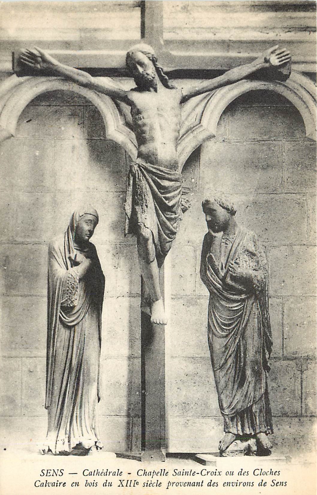 SENS — Kathedrale — Kapelle Sainte-Croix oder der Glocken — Holzkreuzweg des 13. Jahrhunderts aus der Umgebung von Sens