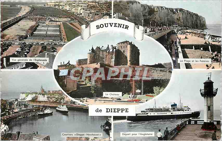 CPM Souvenir de Dieppe  Vue generale de l'esplanade La plage et les falaises Courriers Dieppe Newhav