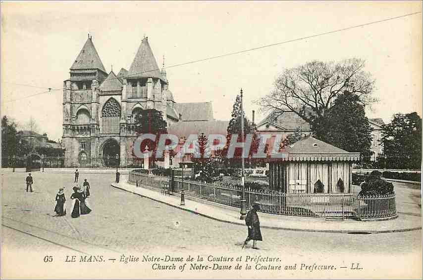 CPA Le Mans Eglise Notre Dame de la Couture et Prefecture 