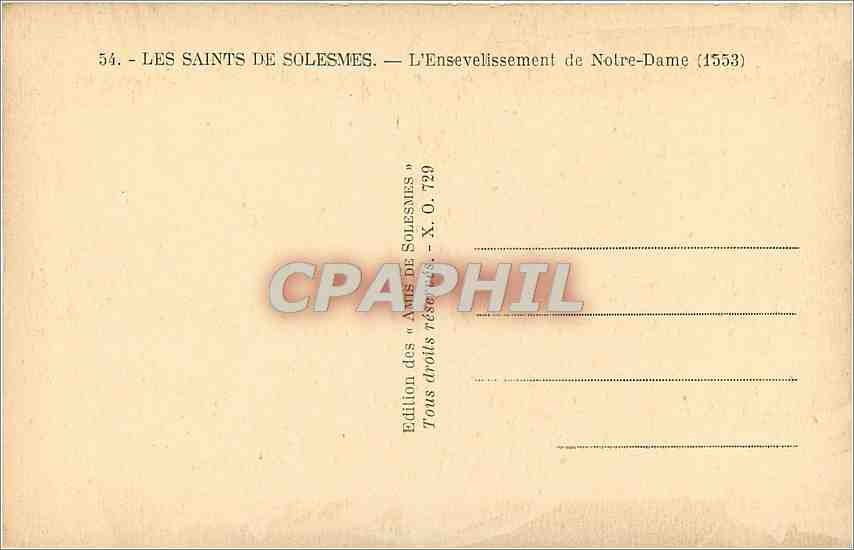 CPA Les Saints de Solesmes L'Ensevelissement de Notre Dame  — Verso