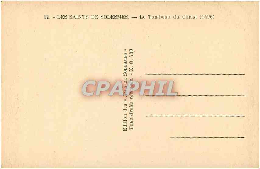 CPA Les Saints de Solesmes Le Tombeau du Christ  — Verso