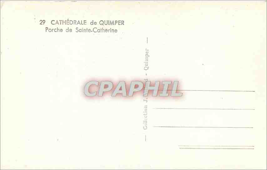 CPA Cathedrale de Quimper Porche de Sainte Cathedrale  — Rückseite