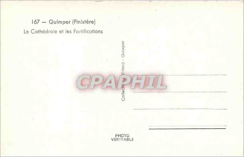 CPA Quimper Finistere La Cathedrale et les Fortifications  — Rückseite