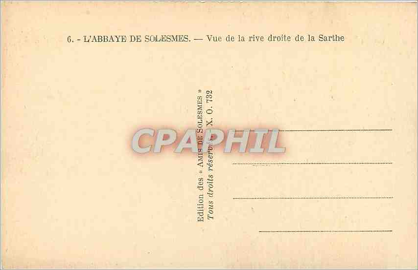CPA L'Abbaye de Solesmes Vue de la rive droite de la Sarthe  — Verso