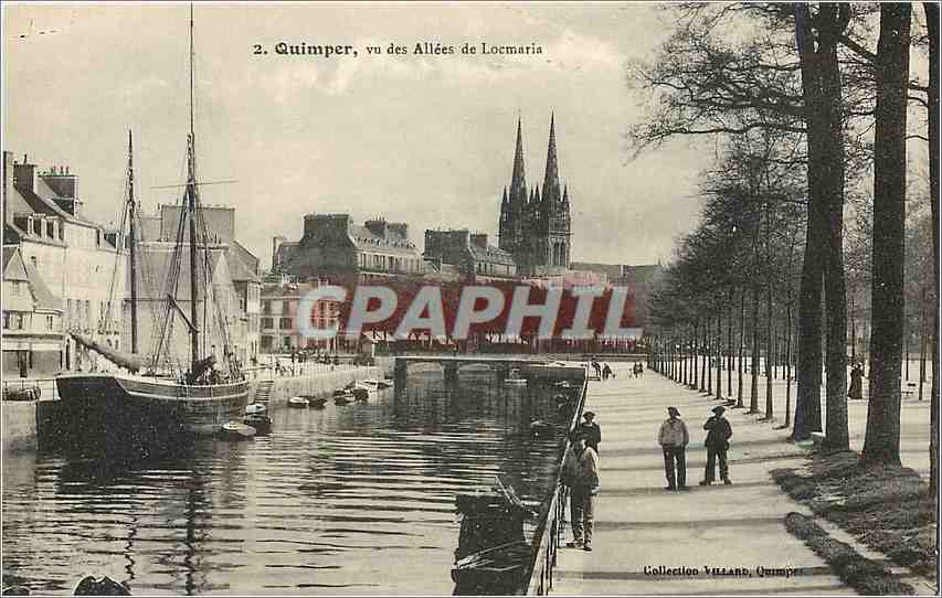 CPA Quimper vu des Allees de Locmaria Bateau