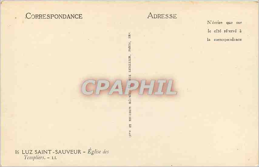 CPA Luz Saint Sauveur Eglise des Templiers  — Rückseite