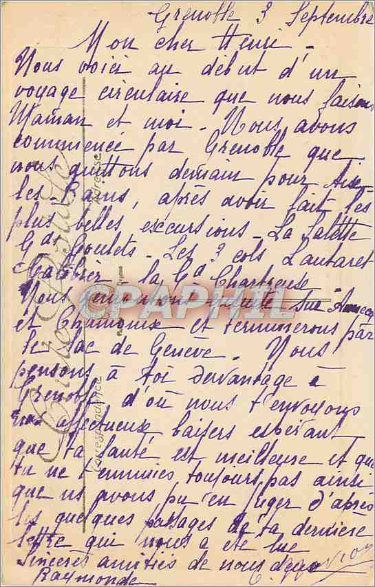 CPA Grenoble Le Jardin des Dauphins  — Verso